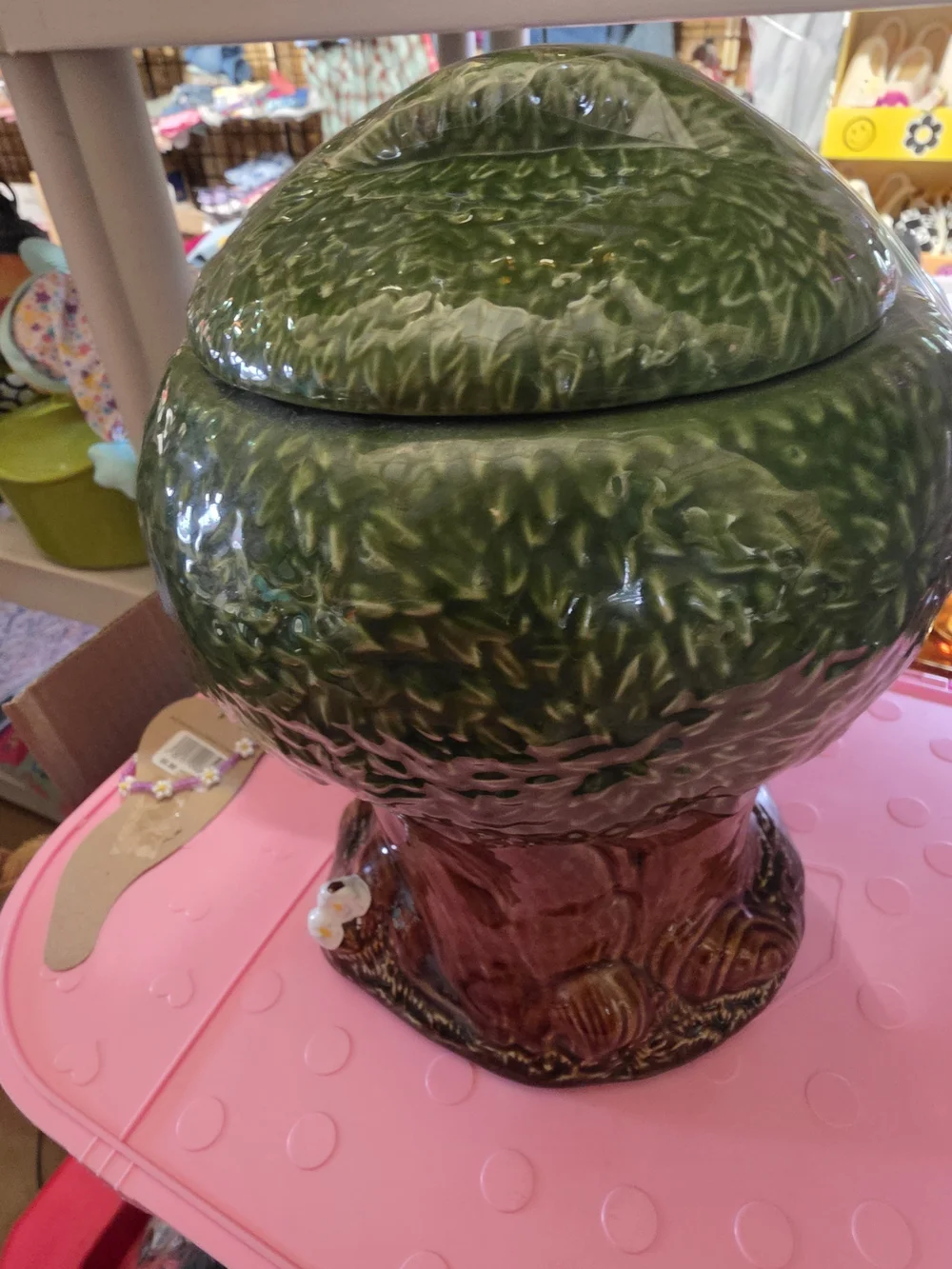AT-1 Vintage KeeblerTree Cookie Jar - Green and Brown Ceramic Holiday Decor